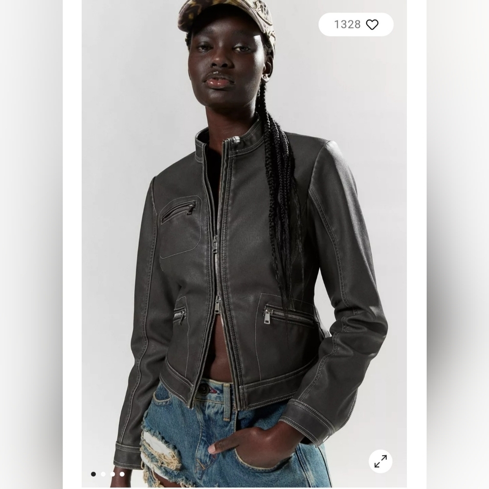 NWOT Silence + Noise Vegan Leather Fitted Moto Jacket